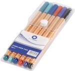 BLUERING Hatszögletű Vízbázisú Tűfilc Rostirón Készlet - 0.4 mm, 6 Színben