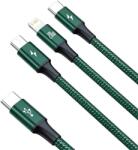 Baseus Rapid Type-C - microUSB/Lightning/Type-C kábel 20W 1.5m - zöld