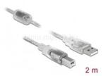 Delock kábel USB 2.0 Type-A male > USB 2.0 Type-B male 2m átlátszó (DL83894) (DL83894)