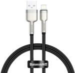 Baseus CAFULE adatkábel és töltő (USB - lightning 8pin, 2.4A, PD gyorstöltés, törésgátló, 25cm, cipőfűző minta) FEKETE (CALJK-01)