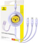 Baseus Töltőkábel 3w1 Baseus USB USB-C, USB-M, Lightning 3, 5A, 1, 1m (lila)
