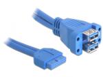 Delock USB 3.0 Pin Fejes Kábel Anya > 2 x USB 3.0-A Anya Kettős