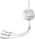 JOYROOM S-A40 Színes sorozat 3in1 visszahúzható kábel USB-A USB-C / Lightning / microUSB 1m - fehér