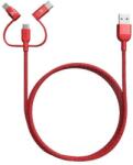 ADAM elements PeAk II 120B Trio Lightning-microUSB adat- és töltőkábel MFi piros (120 cm)