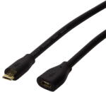 LogiLink USB 2.0 kábel, Micro-USB/M - Micro-USB/F, fekete, 5 m