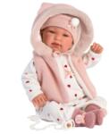 Llorens Llorens: Tina 44cm-es síró baba kapucnis rózsaszín mellényben