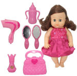 Jenny - Dorina Barna Hajú 36cm-es Pisilő Baba Fodrász Készlettel, Kiegészítőkkel És Hang Effektekkel