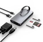 Satechi On-The-Go Multiport USB-C (USB-C PD, 2x USB-A, HDMI 4K, VGA, Ethernet, micro/SD kártyaolvasó) (csillag szürke) (ST-UCMBAM)