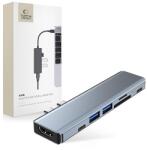 Tech-Protect HUB Tech-Protect V5 7in1 2x USB-C - USB-A 3.0 / USB-A 2.0 / 2x USB-C / HDMI / micro SD / TF / SD kártyaolvasó - szürke