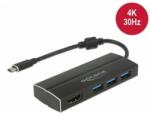 Delock USB 3.1 Gen 1 adapter USB Type-C tápfeszültségporttal, 3 x 3.0 A-típusú USB kapcsolódási ponttal meg 1 x HDMI (D (63931)
