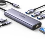 UGREEN HUB 6 az 1-ben USB-C 3x USB-A 3.0 HDMI RJ45 USB-C PD szürke (6941876215980)