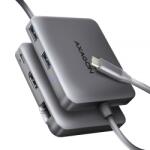 AXAGON N HMC-5HL USB 5Gbps hub 2x USB-A HDMI 4k/60Hz RJ-45 GLAN PD 100W kabel USB-C Vezetékes USB 3.2 Gen 1 (3.1 Gen 1) Type-C Ezüst (HMC-5HL)