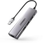 UGREEN CM266 5 az 1-ben dokkoló USB-A 3.0 - RJ45 / 3x USB-A 3.0 / micro USB adapter - szürke