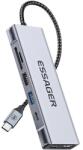 Essager Dokkolóállomás, Essager, EHB08-QK0G-Z, HDMI, 2xUSB-A, SD-kártya, TF-kártya (szürke)