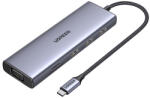 UGREEN CM498 15600 USB-C adapter - 3x USB-A 3.0 / HDMI / VGA / RJ45 / SD / TF kártyaolvasó / USB-C PD - szürke