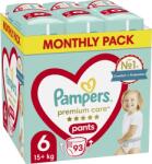 Pampers Premium Care Pants bugyipelenka, Junior+ 6, 15 kg+, havi pelenkacsomag, 93 db