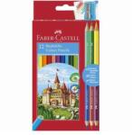 Faber-Castell Színes ceruza készlet, hatszögletű, FABER-CASTELL, 12 különböző szín + 3 db bicolor ceruza (TFC110312) - fiorex