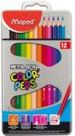 Maped Color Peps Színesceruza Készlet - 12 db, Fémdobozos, Normál, Háromszög