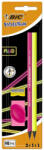 BIC Eco Evolution Black HB Hatszögletű 2 Darabos Grafitceruza Radírral Hegyezővel Fluo
