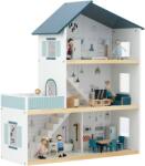 Mappy 3 szintes faház babáknak, bútorokkal és figurákkal, magasság 70 cm, 31 db, többszínű