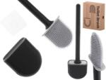 KIK Perie de toaletă din silicon cu suport negru