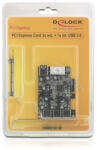 Delock PCI Express Kártya - 3 db External és 1 db Internal USB 3.0 Csatlakozással (DL89281)