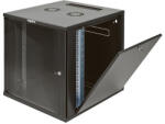 Legrand Rackszekrény - 19" fali kivitel (12U, 626x600x450, antracit, egyrekeszes, üvegajtós, készre szerelt, max: 36 kg) (HALLEG646202)