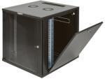 Legrand Rackszekrény - 19″ fali kivitel (12U, 626x600x400, antracit, egyrekeszes, üvegajtós, készre szerelt, max: 36 kg) (646202)