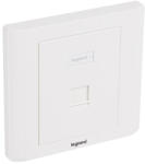 Legrand süllyesztett szerelvény - 1xrj45 keystone port fogadására egyenes fehérburkolattal és kerettel címketartóval