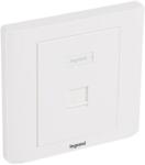 Legrand süllyesztett szerelvény - 1xRJ45 keystone port fogadására egyenes fehérburkolattal és kerettel címketartóval (632794) - tintashop