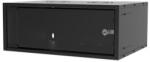 S-Link Rackszekrény - 4U 19" fali kivitel (190x530x400mm, ablakos, Flatpack, Fekete (34385) - alarmtrade