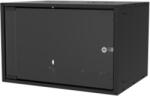 S-Link Rackszekrény - 7U 19" fali kivitel (400x530x400mm, ablakos, Flatpack, Fekete) (34386) - tintashop