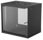 Manhattan Rackszekrény - 19" fali kivitel (9U, 500 (h) x 540 (w) x 400 (d) mm, IP20, Flatpack, Fekete) (714174) - tonerklinika