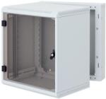 Rack de perete Triton sectiune simpla 12U 400mm adancime usa sticla panouri laterale detasabile, sectiuni acces cabluri sus/jos/spate securizare cu cheie, 1 pereche montanti reglabili, fabricat din ta