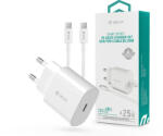 DEVIA hálózati töltő adapter Type-C bemenettel + Type-C - Type-C adatkábel - 25W - Devia Smart Series PD Quick Charger Set - fehér