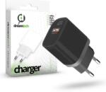 dreamtech Charger Black 20W (QC3.0) Type C + USB-A hálózati gyors töltő adapter