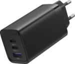 Vention USB-C+C+A (65W/30W/30W, 3-portos, fekete), töltő - pcx