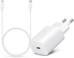 Samsung gyári hálózati töltő adapter Type-C bemenettel + 1, 8 m-es Type-C - Type-C kábel - 25W - EP-TA800EWE + EP-DA767JWE - fehér (ECO csomagolás)