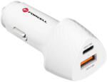 Forcell Szivartöltő fej, autós töltő, USB + USB-C (Type-C) port, QC3.0, 18W+20W, carbon mintás, fehér, Forcell CC50-1A1C (CC50-1A1C)