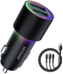 JOYROOM JR-CL10 autós szivargyújtó töltő, 4.8A, Lightning+Type-C+micro USB kábellel (JR-CL10)