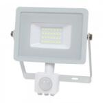 V-TAC Mozgásérzékelős Led Reflektor - Samsung Chip, 20 Watt, Természetes Fehér, Fehér