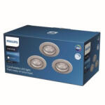 Philips 3PAK süllyesztett halogén LED lámpatest SPARKLE 5W 2700K szabályozható kerek szatén PHILIPS (8718699755898)