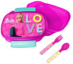  Műanyag szendvicsdoboz + evőeszköz szett - Barbie Love