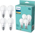 Philips A60 LED izzókészlet, 4 db, E27, 8W (60W), 806 lm, meleg fehér fény (2700K)
