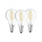 OSRAM BASE Clas LED fényforrás E14 4W Kisgömb meleg fehér filament (3db) (4058075819337)