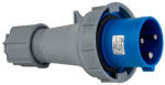 PCE Electric Fisa stecher pe cablu 3 poli 63A 1P+N+PE drept 230V albastru IP67 6h CEE 257x114mm (406114)