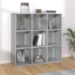 vidaXL Könyvespolc - 9 Rekeszes - Szürke Sonoma - 98x30x98 cm (815451)