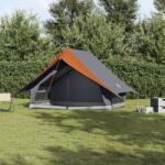vidaXL Семейна палатка с покрив Сив и оранжев 256 x 256 x 185 см (4100678) Палатка