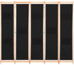 vidaXL 5 Paneles Fekete Szövet Paraván - 200x170 cm (248185)