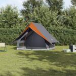 vidaXL Семейна палатка с покрив Сив и оранжев 220 x 220 x 184 см (4100675) Палатка